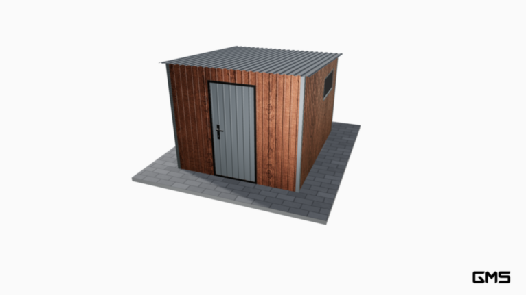 Căsuță de grădină Imitatie lemn 2.5x3 m cu pantă în spate