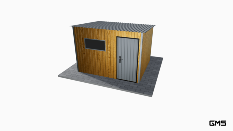 Căsuță de grădină Imitatie lemn 3x2.5 m cu pantă în spate