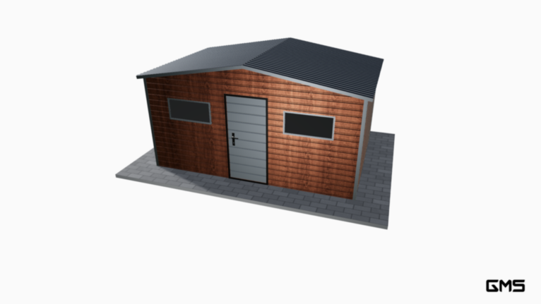 Căsuță de grădină PREMIUM Imitatie lemn 4.5x3 m cu acoperiș în două ape