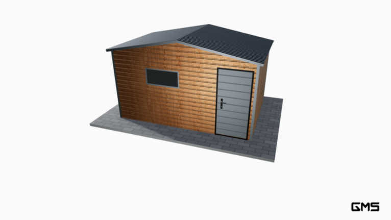 Căsuță de grădină PREMIUM Imitatie lemn 4x3 m cu acoperiș în două ape