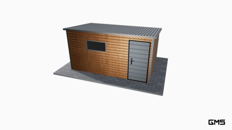 Căsuță de grădină PREMIUM Imitatie lemn 4x3 m cu pantă în spate