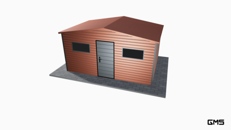 Căsuță de grădină PREMIUM RAL 4.5x3 m cu acoperiș în două ape