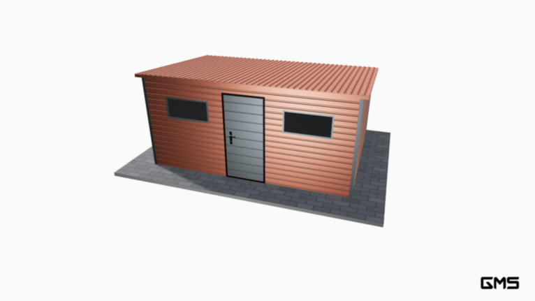 Căsuță de grădină PREMIUM RAL 4.5x3 m cu pantă în spate