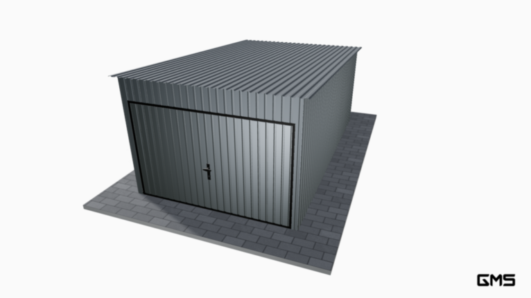Garaj acrilic BTX 3x5 m cu panta spre spate / poartă basculantă