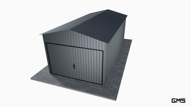 Garaj acrilic BTX 3x6 m cu acoperiș în două ape / poartă basculantă