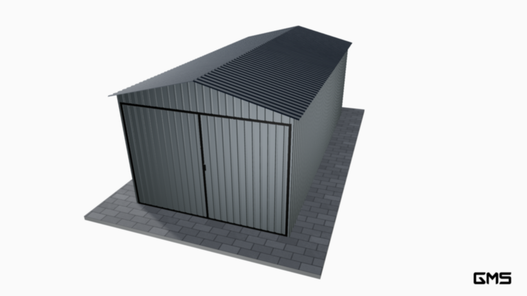 Garaj acrilic BTX 3x6 m cu acoperiș în două ape