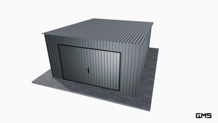 Garaj acrilic BTX 4x5 m cu panta spre spate / poartă basculantă
