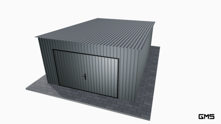Garaj acrilic BTX 4x6 m cu panta spre spate / poartă basculantă