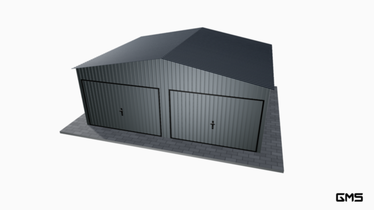 Garaj acrilic BTX 6x5 m cu acoperiș în două ape / poartă basculantă