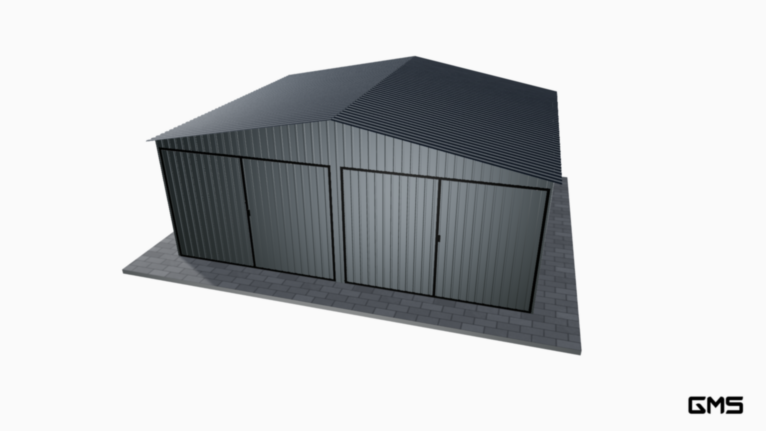 Garaj acrilic BTX 6x5 m cu acoperiș în două ape