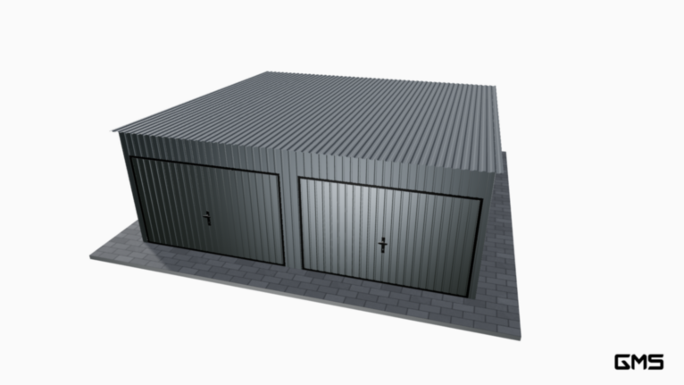 Garaj acrilic BTX 6x6 m cu panta spre spate / poartă basculantă