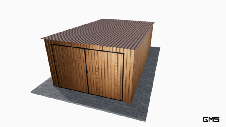 Garaj acrilic imitație lemn 3.5x6 m cu panta spre spate