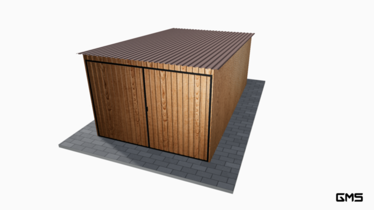 Garaj acrilic imitație lemn 3x5 m cu panta spre spate