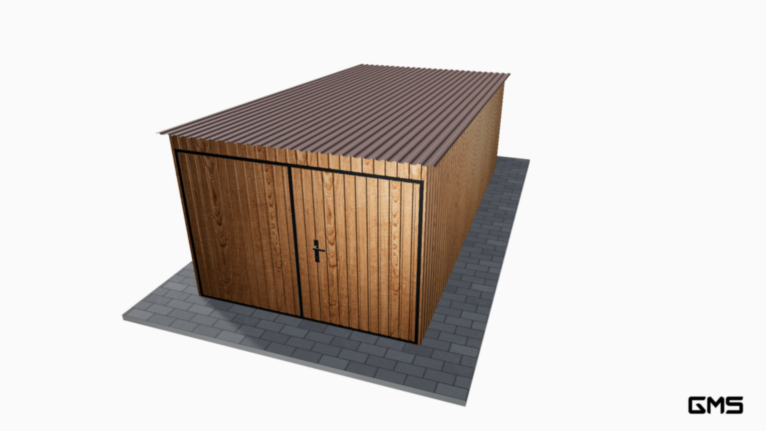 Garaj acrilic imitație lemn 3x6 m cu panta spre spate
