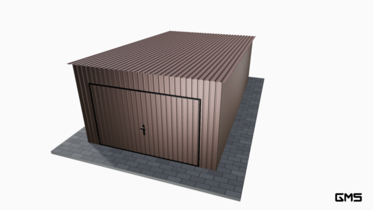 Garaj acrilic RAL 3.5x6 m cu panta spre spate / poartă basculantă