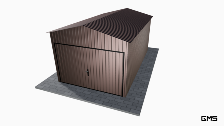 Garaj acrilic RAL 3x5 m cu acoperiș în două ape / poartă basculantă