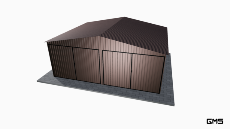 Garaj acrilic RAL 6x5 m cu acoperiș în două ape