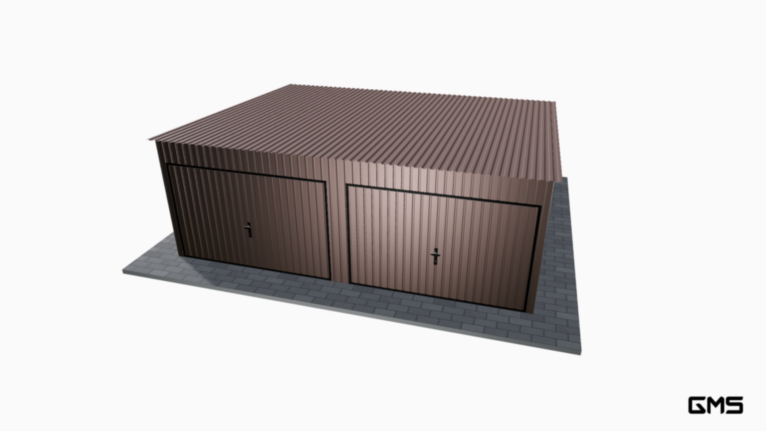 Garaj acrilic RAL 6x5 m cu panta spre spate / poartă basculantă