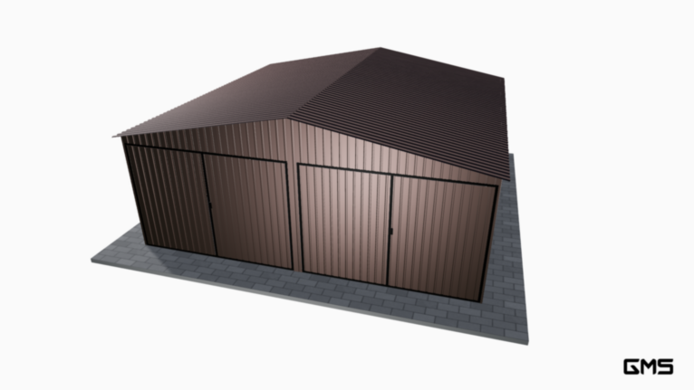 Garaj acrilic RAL 6x6 m cu acoperiș în două ape
