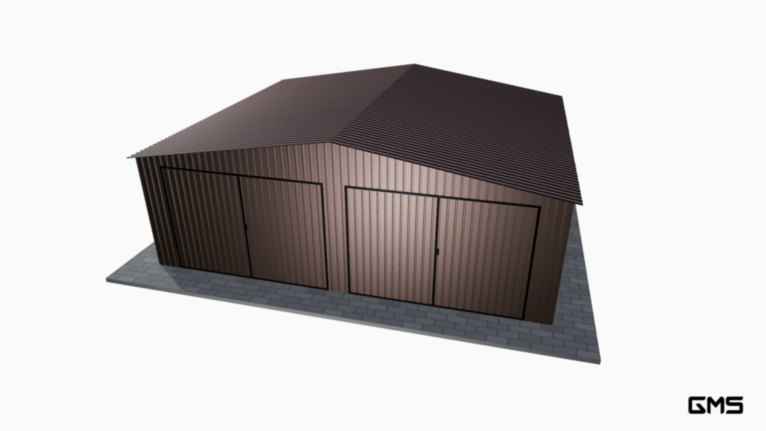 Garaj acrilic RAL 7x6 m cu acoperiș în două ape