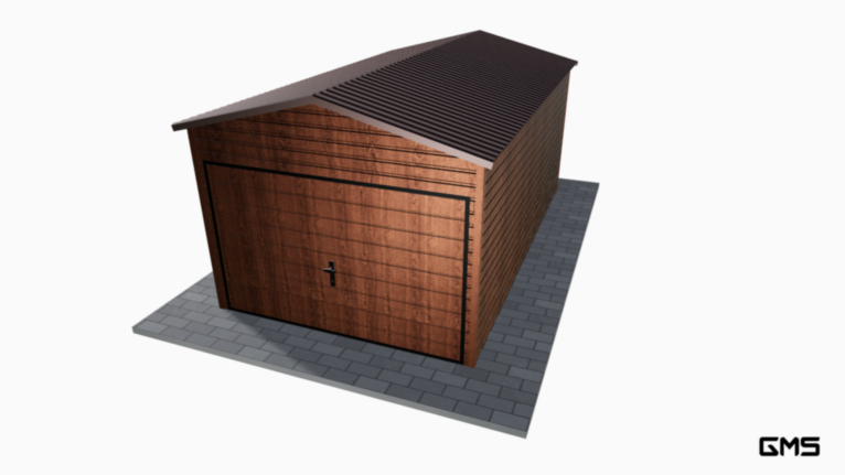 Garaj Premium imitație lemn 3x5 m cu acoperiș în două ape