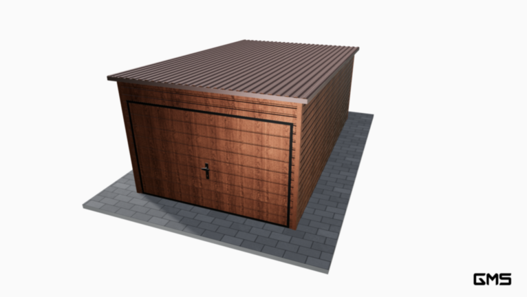 Garaj Premium imitație lemn 3x5 m cu panta spre spate