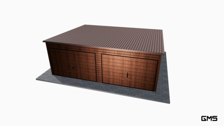 Garaj Premium imitație lemn 6x5 m cu panta spre spate