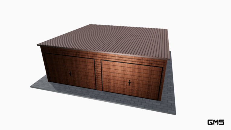 Garaj Premium imitație lemn 6x6 m cu panta spre spate