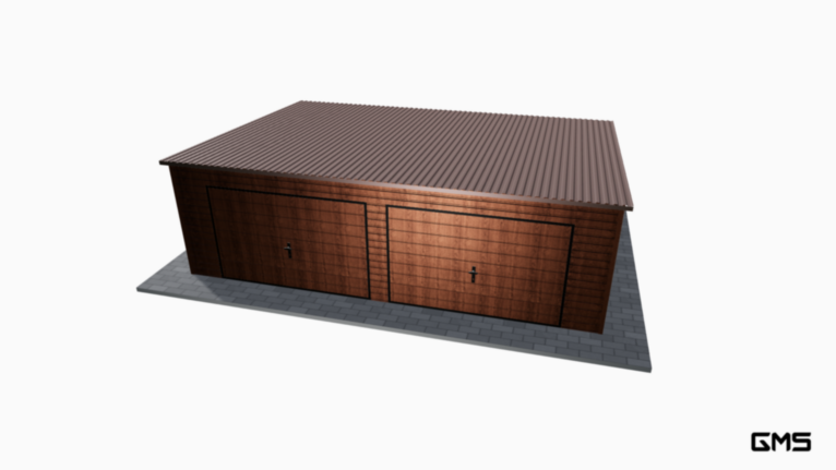 Garaj Premium imitație lemn 7x5 m cu panta spre spate
