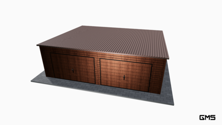 Garaj Premium imitație lemn 7x6 m cu panta spre spate