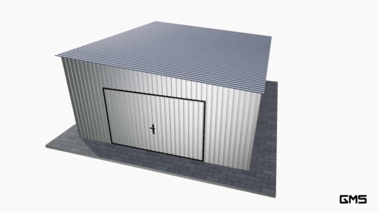 Garaj din tablă 5x6 m cu panta spre dreapta / poartă basculantă